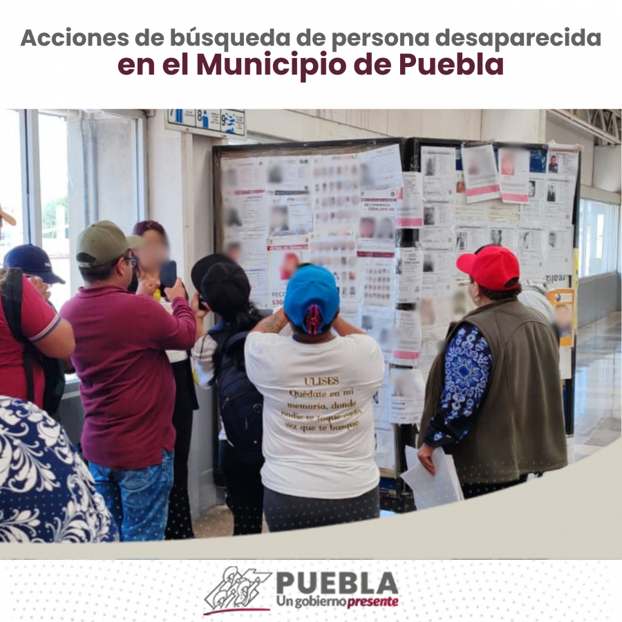 Como parte de nuestro trabajo realizamos Acciones de Búsqueda de Personas Desaparecidas en el Municipio de Puebla, en coordinación con autoridades Federales, Estatales, Municipales y familiares