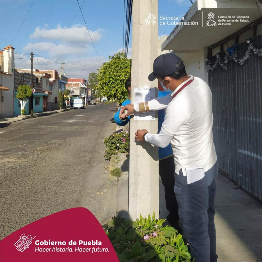 Como parte de nuestro trabajo, realizamos Acciones de Búsqueda de Personas Desaparecidas o No Localizadas en la colonia Adolfo López Mateos de la ciudad de Puebla, Puebla.