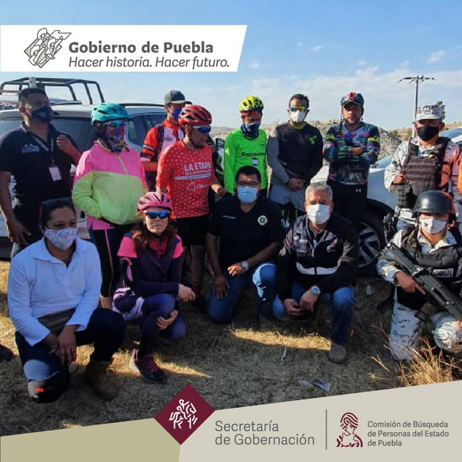 En trabajo coordinado con GN, SSC Puebla , Secretaría de Protección Civil de Puebla, Cruz Roja Ciudad de Puebla  y 4 Células de Búsqueda del Estado de Puebla se logró localizar a los 9 ciclistas extraviados en la zona de El Aguacate, Puebla.
