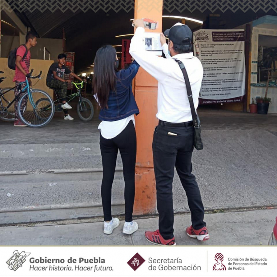 Se realizaron acciones de búsqueda en el mercado municipal de Amozoc Puebla para localizar a L.C.M.