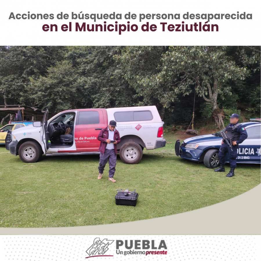 Como parte de nuestro trabajo realizamos Acciones de Búsqueda de Personas Desaparecidas en el Municipio de Teziutlán, en coordinación con autoridades Federales, Estatales, Municipales y familiares