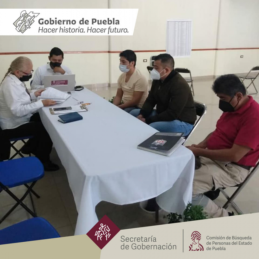 La titular María del Carmen Carabarin Trujillo se reúne con los presidentes municipales de Acatzingo, Huixcolotla y Los Reyes de Juárez, con el objetivo de consolidar en conjunto el proyecto para acciones de búsqueda de larga data.