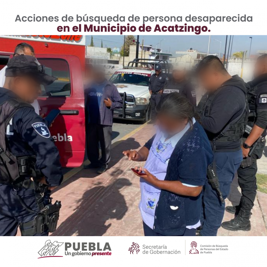 Como parte de nuestro trabajo realizamos Acciones de Búsqueda de Personas Desaparecidas en el municipio de Acatzingo, en coordinación con autoridades Estatales, locales y familiares.