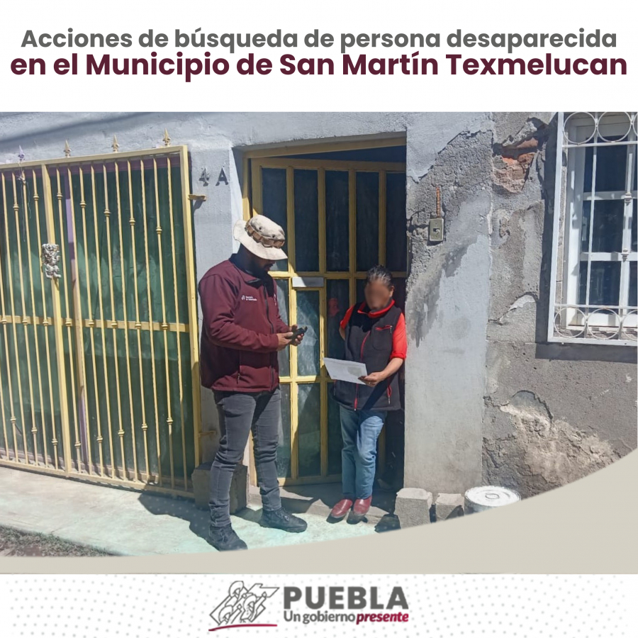 Como parte de nuestro trabajo realizamos Acciones de Búsqueda de Personas Desaparecidas en el Municipio de San Martín Texmelucan, en coordinación con autoridades Federales, Estatales, Municipales y familiares