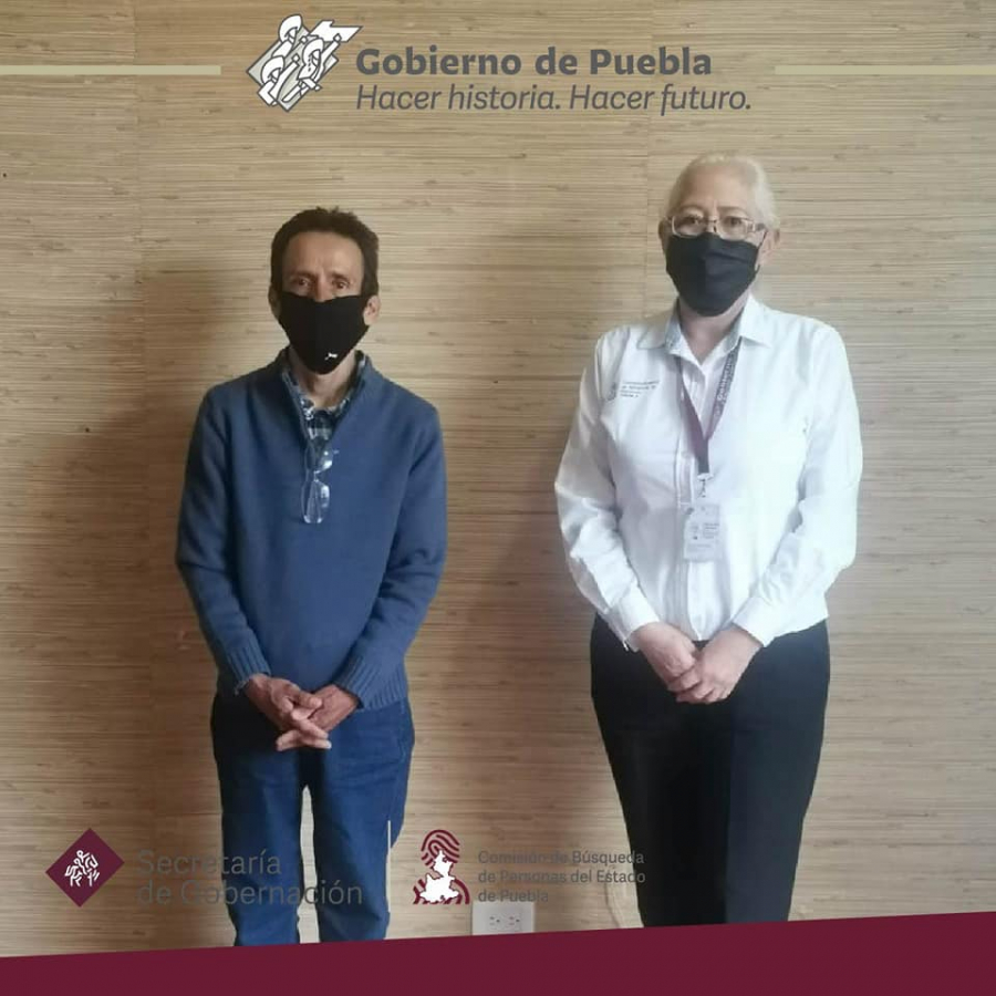 Nuestra titular María del Carmen Carabarin Trujillo, dialoga con el señor Victor Manuel Parra Cuautle quién fue localizado en la ciudad de Puebla.