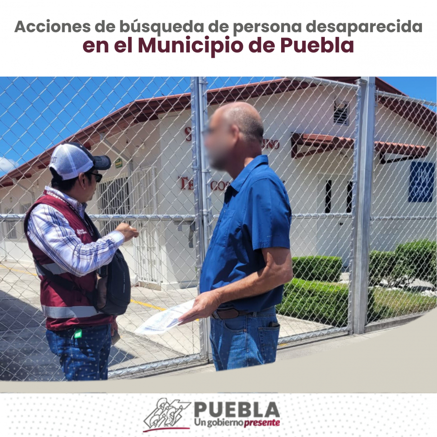 Como parte de nuestro trabajo realizamos Acciones de Búsqueda de Personas Desaparecidas en el Municipio de Puebla, en coordinación con autoridades Federales, Estatales, Municipales y familiares