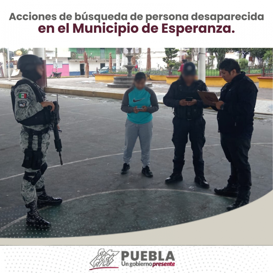 Como parte de nuestro trabajo realizamos Acciones de Búsqueda de Personas Desaparecidas en el Municipio de Esperanza, en coordinación con autoridades Federales, Estatales, Municipales y familiares