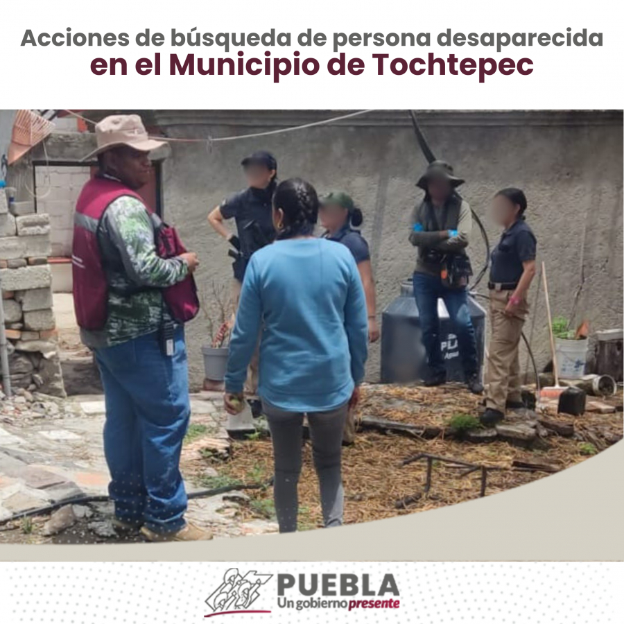 Como parte de nuestro trabajo realizamos Acciones de Búsqueda de Personas Desaparecidas en el Municipio de Tochtepec, en coordinación con autoridades Federales, Estatales, Municipales y familiares