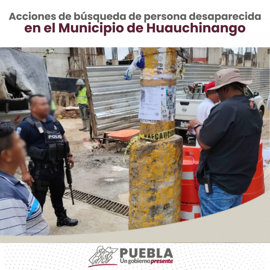 Como parte de nuestro trabajo realizamos Acciones de Búsqueda de Personas Desaparecidas en el Municipio de Huauchinango, en coordinación con autoridades Federales, Estatales, Municipales y familiares