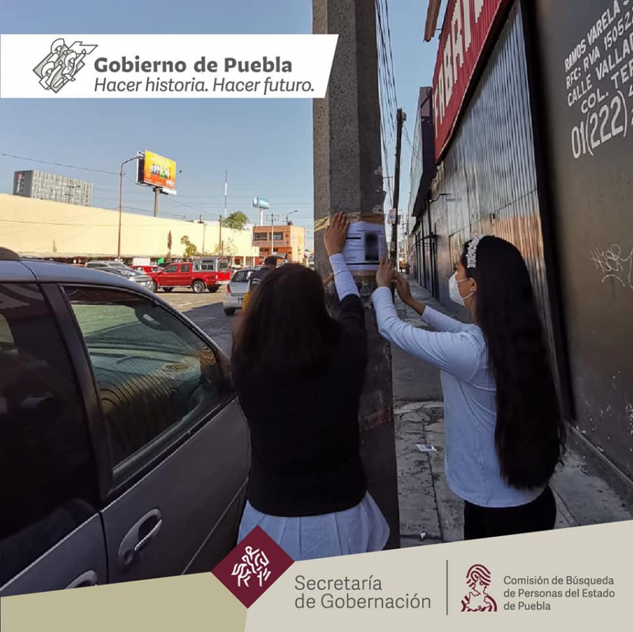 Como parte del trabajo que realizamos, se llevan a cabo Acciones de Búsqueda de Personas Desaparecidas y No Localizadas en las colonias Tepeyac y Roma de la ciudad de Puebla.