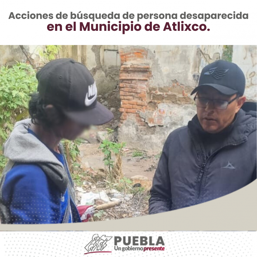 Como parte de nuestro trabajo realizamos Acciones de Búsqueda de Personas Desaparecidas en el Municipio de Atlixco, en coordinación con autoridades Federales, Estatales, Municipales y familiares