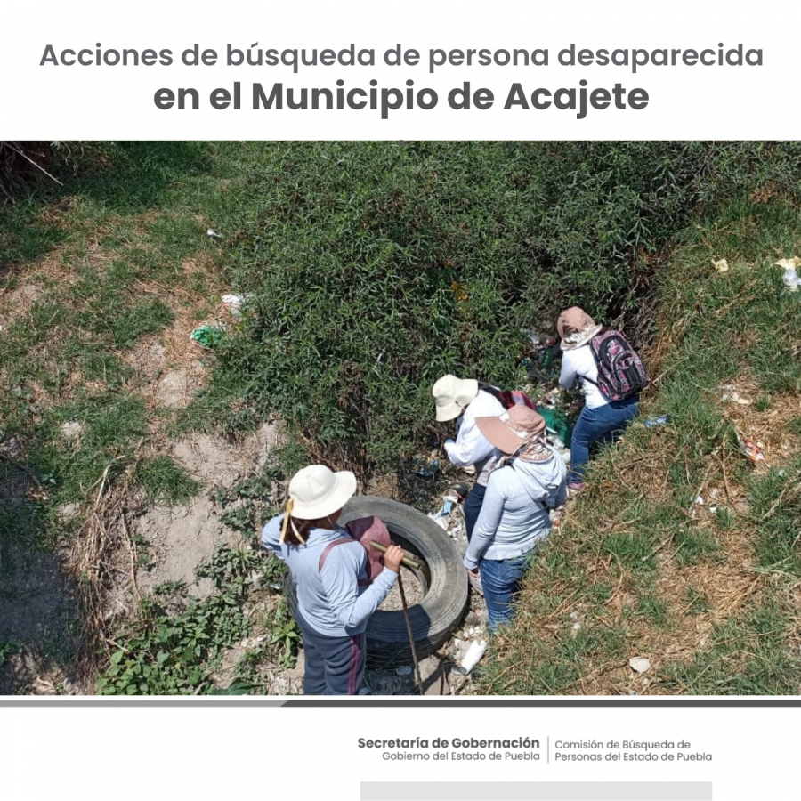 Como parte de nuestro trabajo realizamos Acciones de Búsqueda de Personas Desaparecidas en el municipio de Acajete, en coordinación con autoridades Estatales, locales y familiares