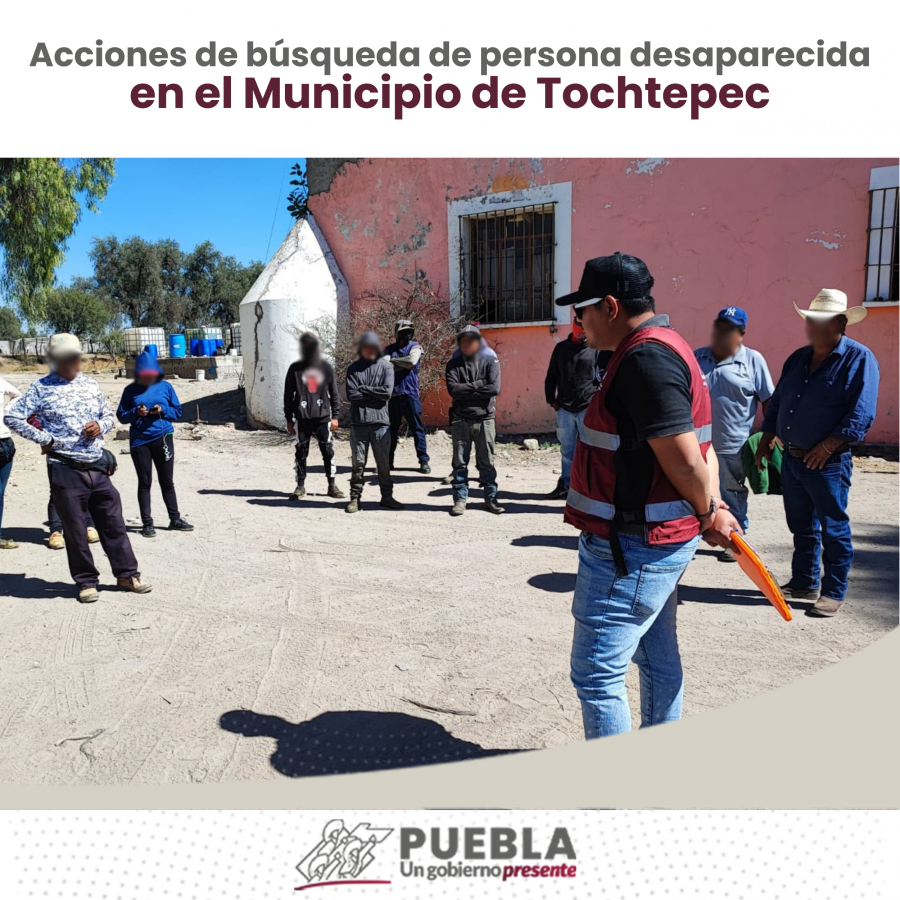 Como parte de nuestro trabajo realizamos Acciones de Búsqueda de Personas Desaparecidas en el Municipio de Tochtepec, en coordinación con autoridades Federales, Estatales, Municipales y familiares