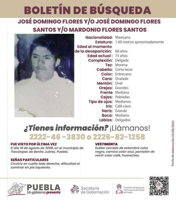 José Domingo Flores y/o José Domingo Flores Santos y/o Mardonio Flores Santos.