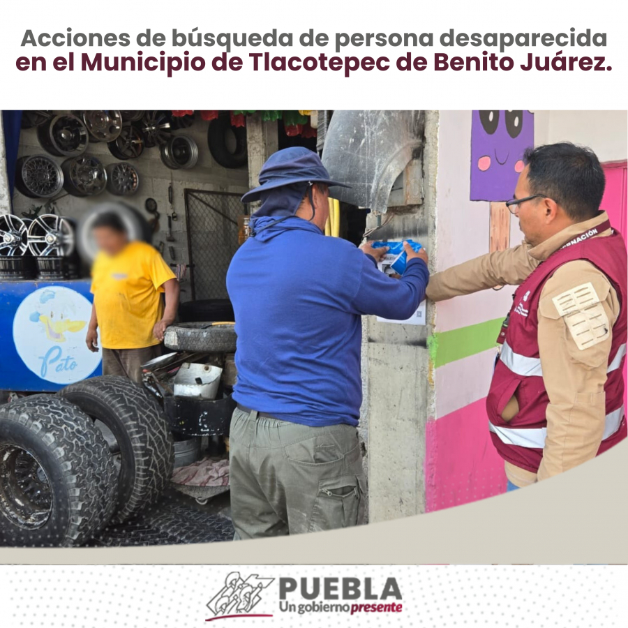 Como parte de nuestro trabajo realizamos Acciones de Búsqueda de Personas Desaparecidas en el Municipio de Tlacotepec de Benito Juárez, en coordinación con autoridades Federales, Estatales, Municipales y familiares