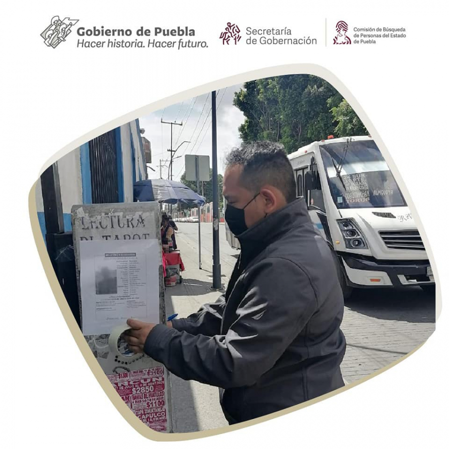 Esta tarde realizamos Acciones de Búsqueda de Personas Desaparecidas o No Localizadas en la colonia Centro de la ciudad de Puebla.