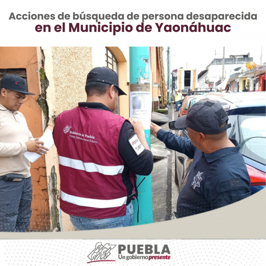 Como parte de nuestro trabajo realizamos Acciones de Búsqueda de Personas Desaparecidas en el Municipio de Yaonáhuac, en coordinación con autoridades Federales, Estatales, Municipales y familiares