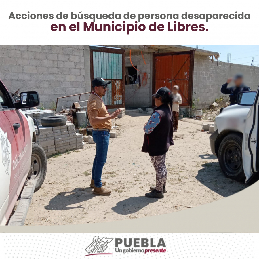 Como parte de nuestro trabajo realizamos Acciones de Búsqueda de Personas Desaparecidas en el Municipio de Libres, en coordinación con autoridades Federales, Estatales, Municipales y familiares