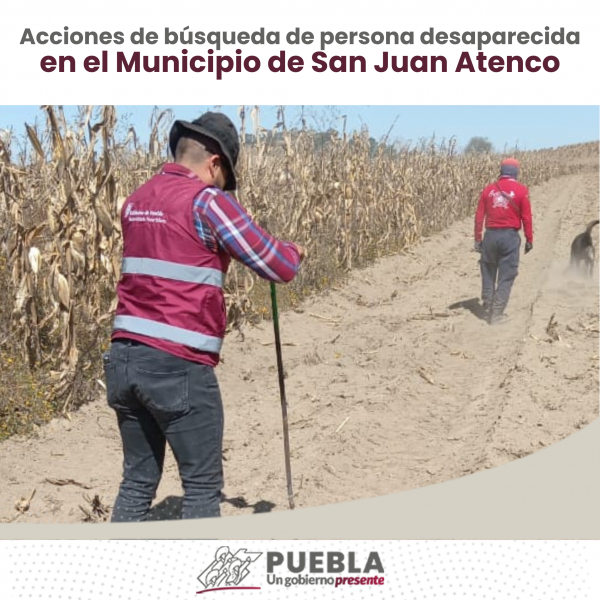 Como parte de nuestro trabajo realizamos Acciones de Búsqueda de Personas Desaparecidas en el Municipio de San Juan Atenco, en coordinación con autoridades Federales, Estatales, Municipales y familiares