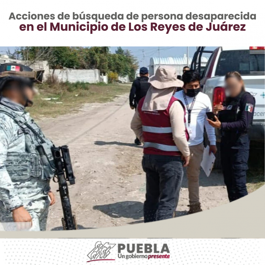 Como parte de nuestro trabajo realizamos Acciones de Búsqueda de Personas Desaparecidas en el Municipio de Los Reyes de Juárez, en coordinación con autoridades Federales, Estatales, Municipales y familiares