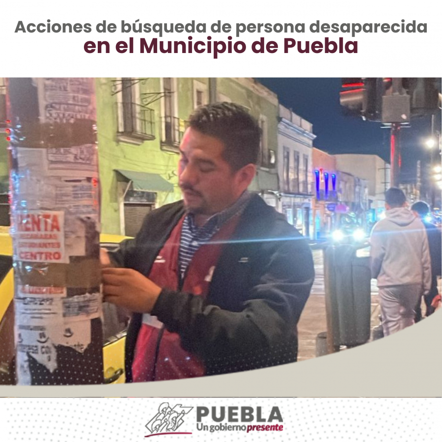 Como parte de nuestro trabajo realizamos Acciones de Búsqueda de Personas Desaparecidas en el Municipio de Puebla, en coordinación con autoridades Federales, Estatales, Municipales y familiares