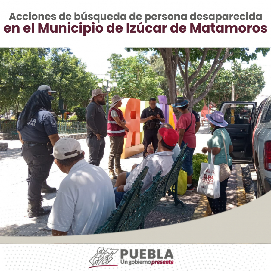 Como parte de nuestro trabajo realizamos Acciones de Búsqueda de Personas Desaparecidas en el Municipio de Izúcar de Matamoros, en coordinación con autoridades Federales, Estatales, Municipales y familiares