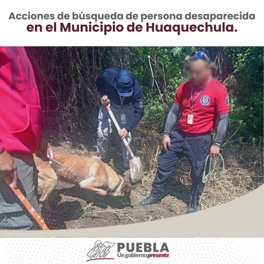 Como parte de nuestro trabajo realizamos Acciones de Búsqueda de Personas Desaparecidas en el Municipio de Huaquechula, en coordinación con autoridades Federales, Estatales, Municipales y familiares