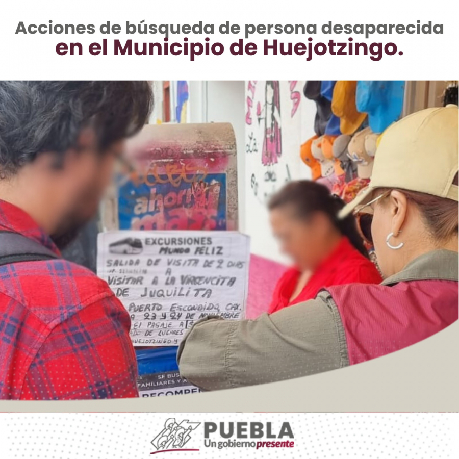 Como parte de nuestro trabajo realizamos Acciones de Búsqueda de Personas Desaparecidas en el Municipio de Huejotzingo, en coordinación con autoridades Federales, Estatales, Municipales y familiares