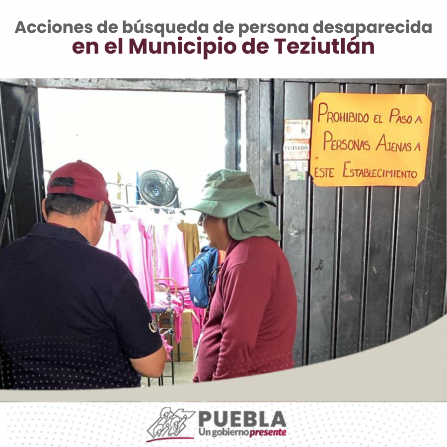 Como parte de nuestro trabajo realizamos Acciones de Búsqueda de Personas Desaparecidas en el Municipio de Teziutlán, en coordinación con autoridades Federales, Estatales, Municipales y familiares