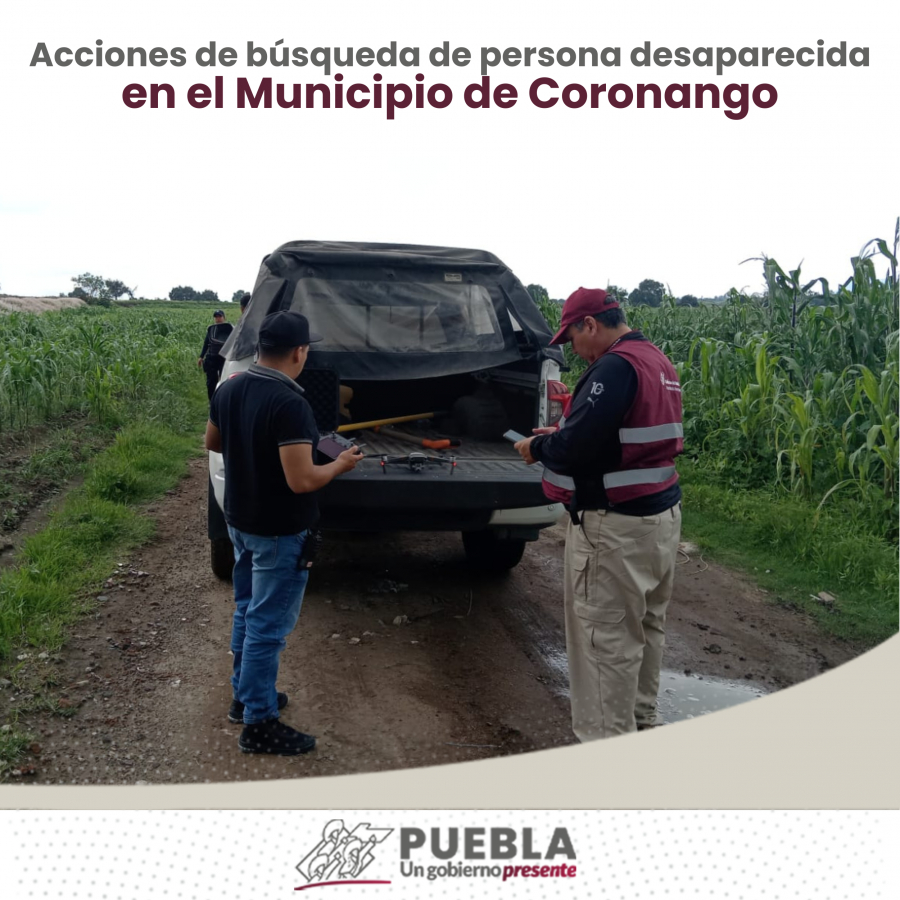 Como parte de nuestro trabajo realizamos Acciones de Búsqueda de Personas Desaparecidas en el Municipio de Coronango, en coordinación con autoridades Federales, Estatales, Municipales y familiares