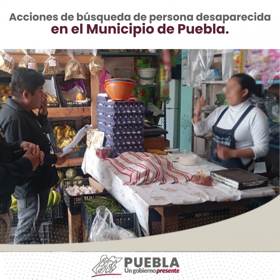 Como parte de nuestro trabajo realizamos Acciones de Búsqueda de Personas Desaparecidas en el Municipio de Puebla, en coordinación con autoridades Federales, Estatales, Municipales y familiares