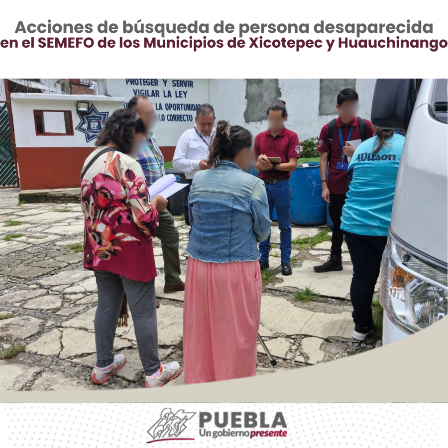 Como parte de nuestro trabajo realizamos Acciones de Búsqueda de Personas Desaparecidas en el SEMEFO de los Municipios de Xicotepec y Huauchinango, en coordinación con autoridades Federales, Estatales, Municipales y familiares