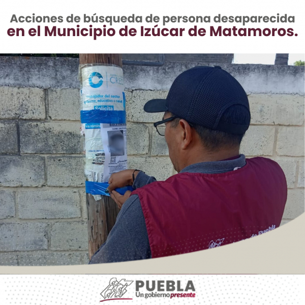 Como parte de nuestro trabajo realizamos Acciones de Búsqueda de Personas Desaparecidas en el Municipio de Izúcar de Matamoros, en coordinación con autoridades Federales, Estatales, Municipales y familiares