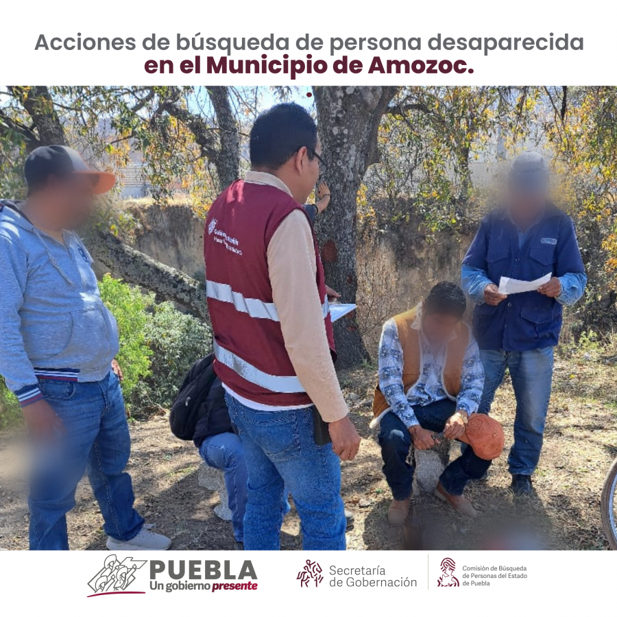 Como parte de nuestro trabajo realizamos Acciones de Búsqueda de Personas Desaparecidas en el municipio de Amozoc, en coordinación con autoridades Estatales, locales y familiares.