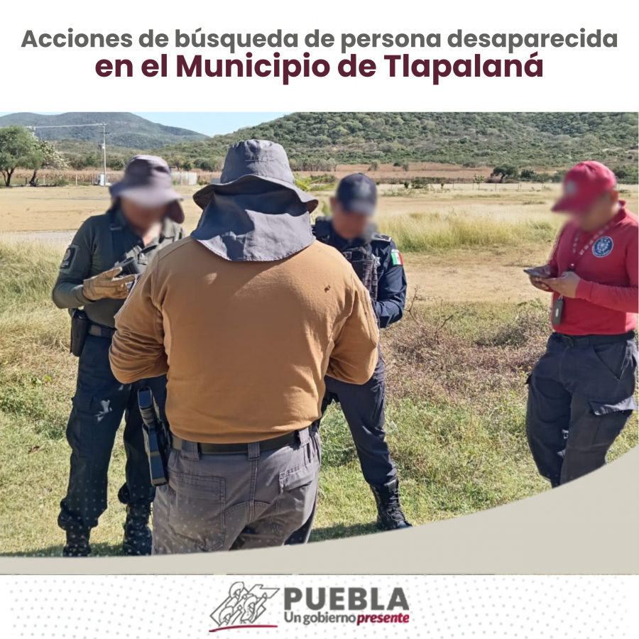 Como parte de nuestro trabajo realizamos Acciones de Búsqueda de Personas Desaparecidas en el Municipio de Tlapalaná, en coordinación con autoridades Federales, Estatales, Municipales y familiares