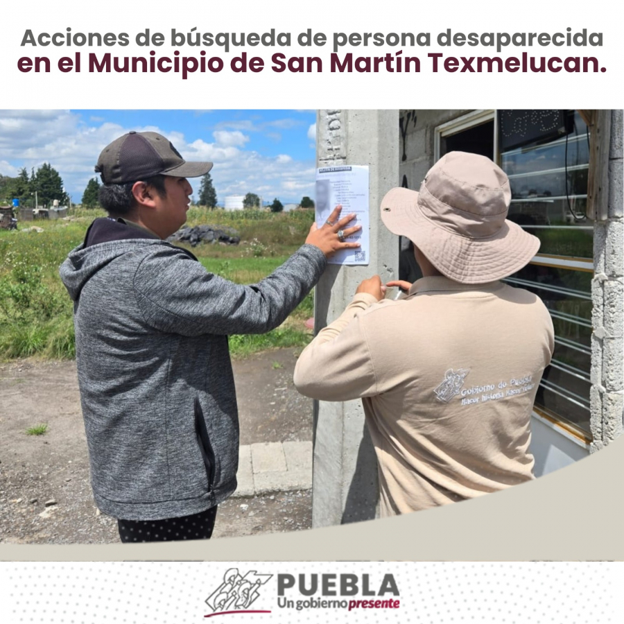 Como parte de nuestro trabajo realizamos Acciones de Búsqueda de Personas Desaparecidas en el Municipio de San Martín Texmelucan, en coordinación con autoridades Federales, Estatales, Municipales y familiares