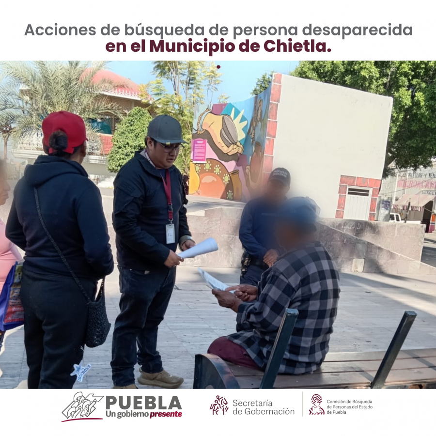 Como parte de nuestro trabajo realizamos Acciones de Búsqueda de Personas Desaparecidas en el municipio de Chietla, en coordinación con autoridades Estatales, locales y familiares.