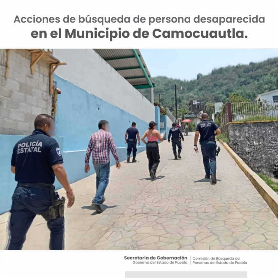 Como parte de nuestro trabajo realizamos Acciones de Búsqueda de Personas Desaparecidas en el Municipio de Camocuautla, en coordinación con autoridades Federales, Estatales, Municipales y familiares