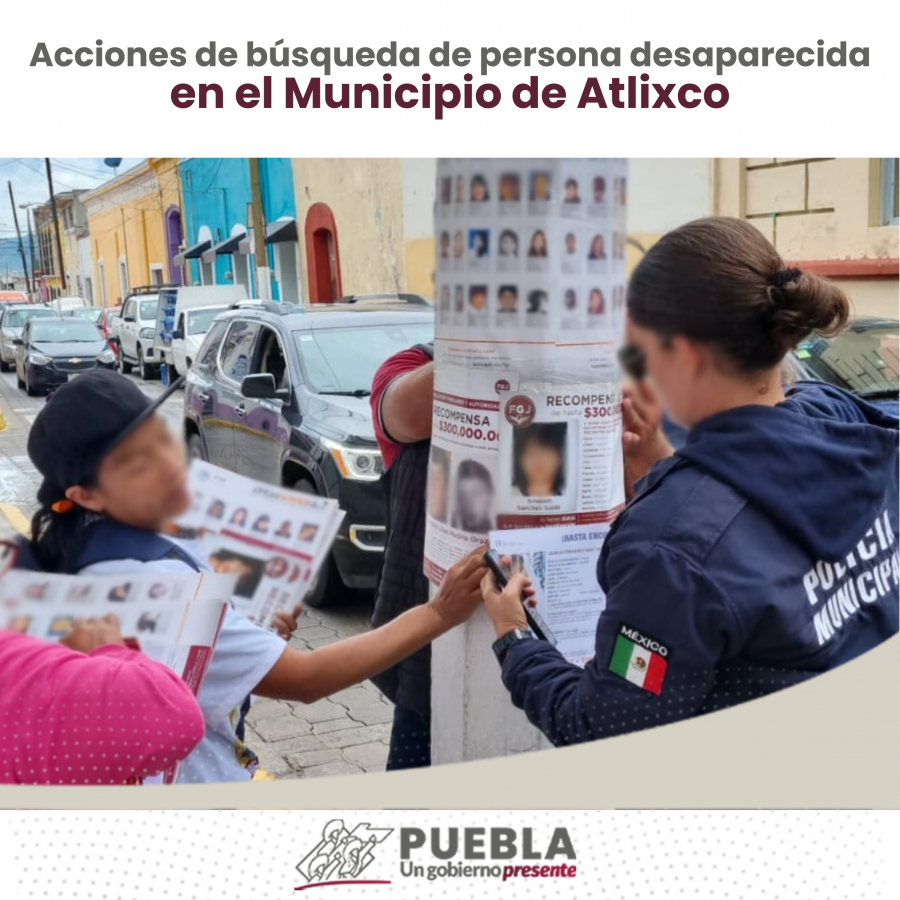 Como parte de nuestro trabajo realizamos Acciones de Búsqueda de Personas Desaparecidas en el Municipio de Atlixco, en coordinación con autoridades Federales, Estatales, Municipales y familiares