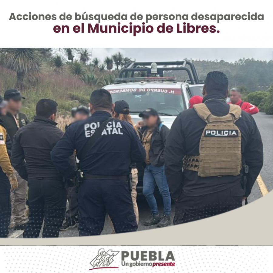 Como parte de nuestro trabajo realizamos Acciones de Búsqueda de Personas Desaparecidas en el Municipio de Libres, en coordinación con autoridades Federales, Estatales, Municipales y familiares