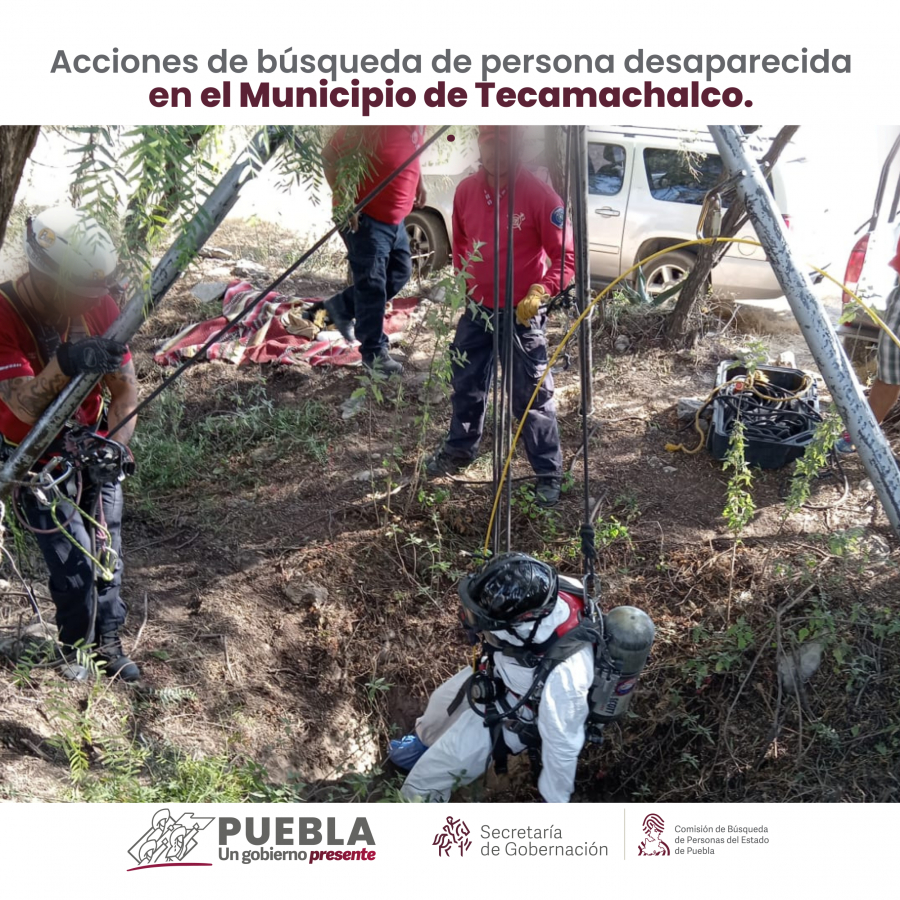 Como parte de nuestro trabajo realizamos Acciones de Búsqueda de Personas Desaparecidas en el municipio de Tecamachalco, en coordinación con autoridades Estatales, locales y familiares.