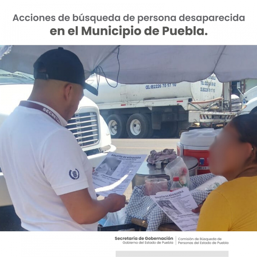 Como parte de nuestro trabajo realizamos Acciones de Búsqueda de Personas Desaparecidas en el Municipio de Puebla, en coordinación con autoridades Federales, Estatales, Municipales y familiares