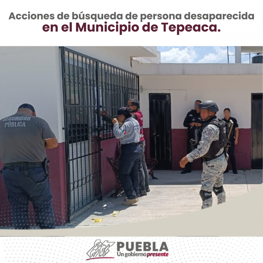 Como parte de nuestro trabajo realizamos Acciones de Búsqueda de Personas Desaparecidas en el Municipio de Tepeaca, en coordinación con autoridades Federales, Estatales, Municipales y familiares