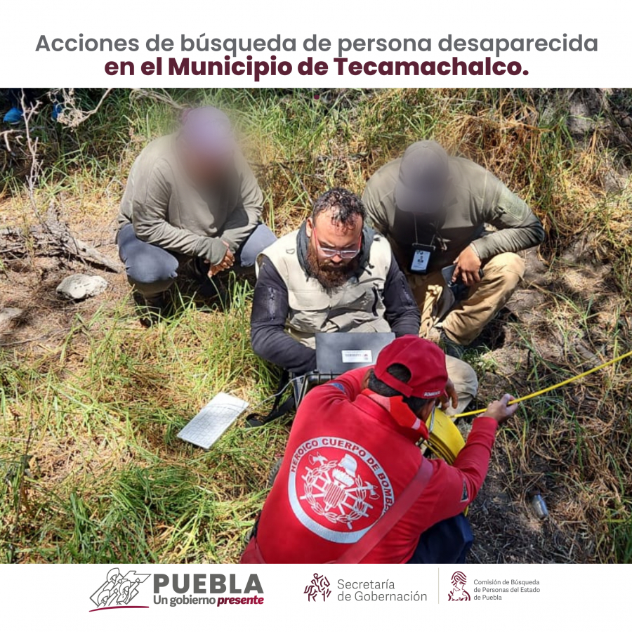 Como parte de nuestro trabajo realizamos Acciones de Búsqueda de Personas Desaparecidas en el municipio de Tecamachalco, en coordinación con autoridades Estatales, locales y familiares.