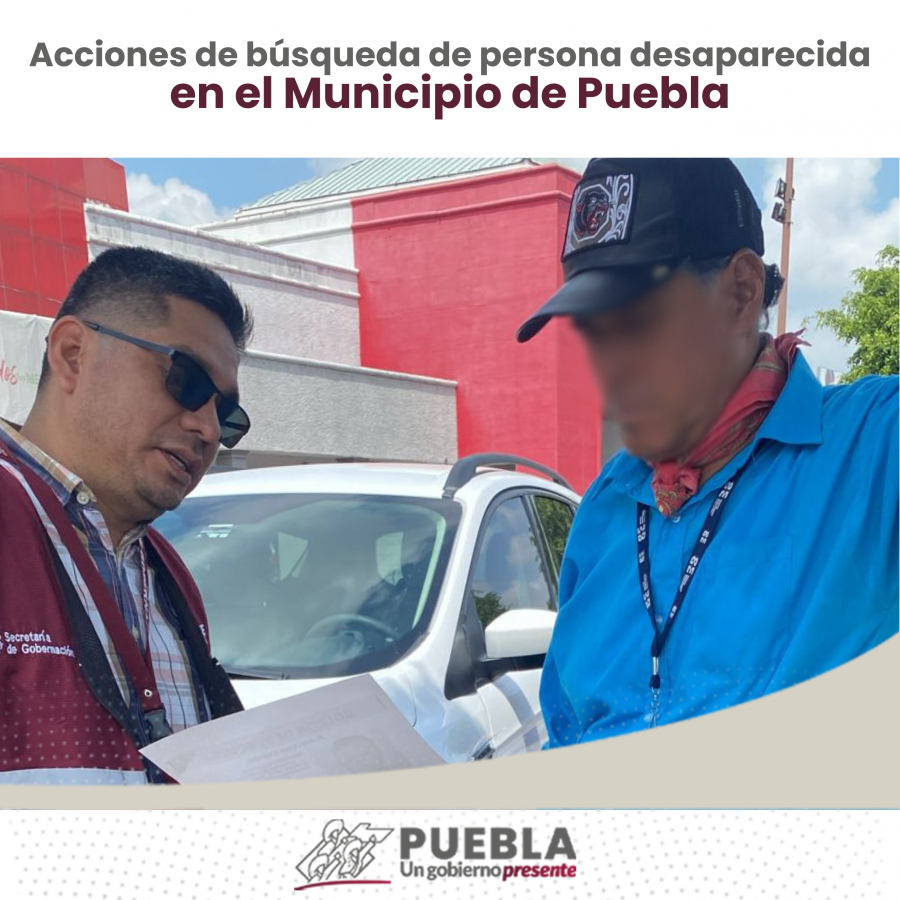 Como parte de nuestro trabajo realizamos Acciones de Búsqueda de Personas Desaparecidas en el Municipio de Puebla, en coordinación con autoridades Federales, Estatales, Municipales y familiares