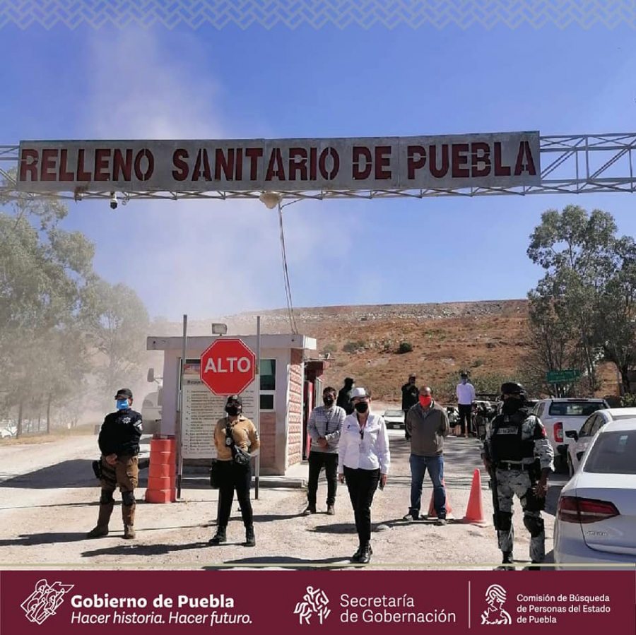 Con Guardia Nacional, Fiscalía General del Estado de Puebla, Secretaría de Seguridad Ciudadana de Puebla y familiares de desaparecidos, realizamos Acciones de Búsqueda de Personas Desaparecidas y No Localizadas en el relleno sanitario de Puebla.