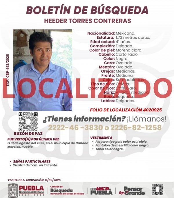 Heeder Torres Contreras - localizado
