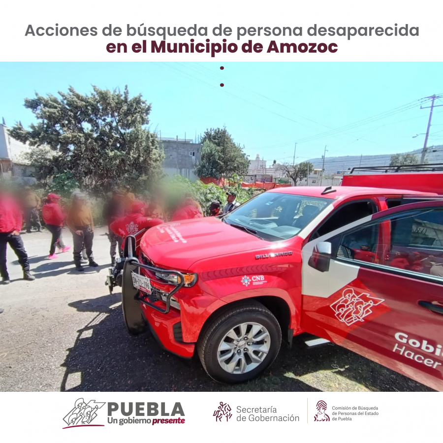 Como parte de nuestro trabajo realizamos Acciones de Búsqueda de Personas Desaparecidas en el municipio de Amozoc, en coordinación con autoridades Estatales, locales y familiares.