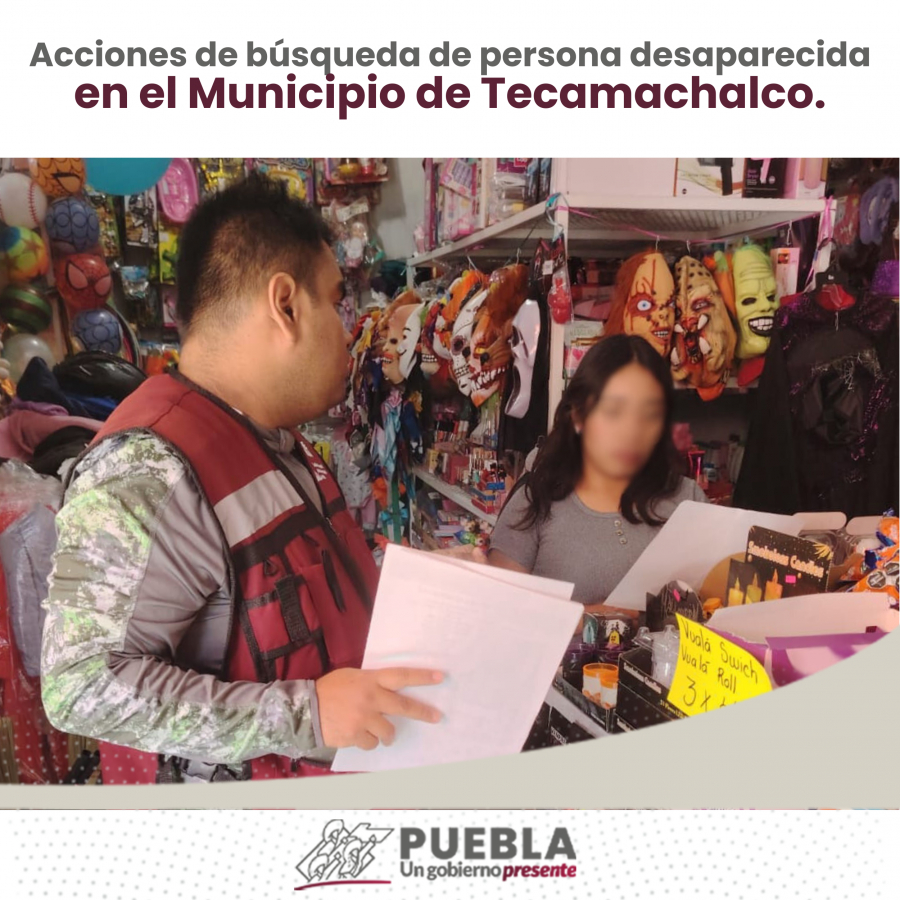 Como parte de nuestro trabajo realizamos Acciones de Búsqueda de Personas Desaparecidas en el Municipio de Tecamachalco, en coordinación con autoridades Federales, Estatales, Municipales y familiares