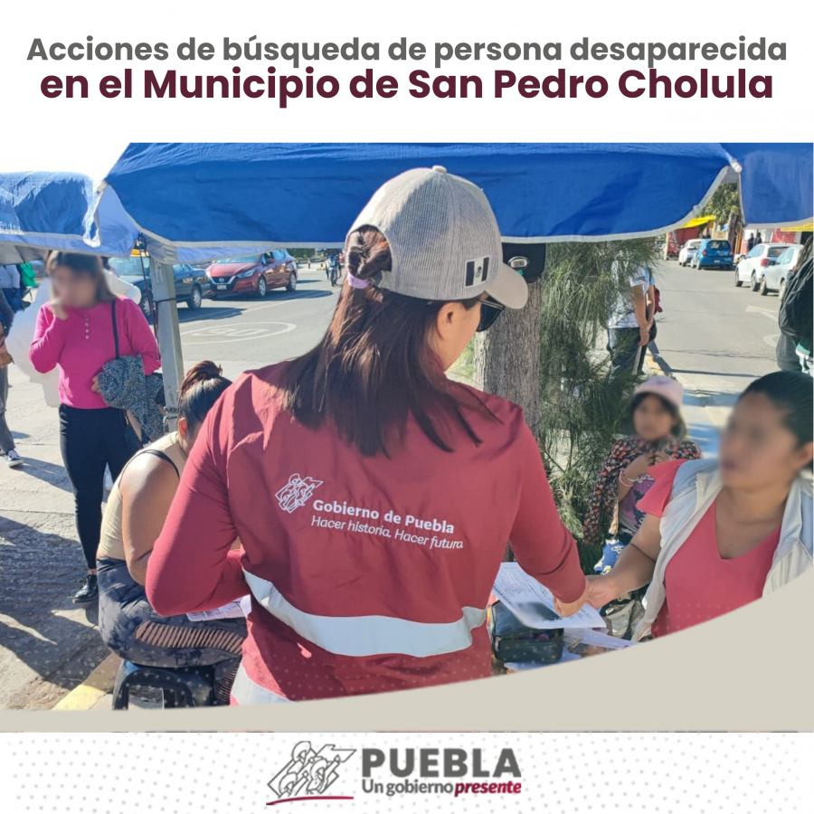 Como parte de nuestro trabajo realizamos Acciones de Búsqueda de Personas Desaparecidas en el Municipio de San Pedro Cholula, en coordinación con autoridades Federales, Estatales, Municipales y familiares